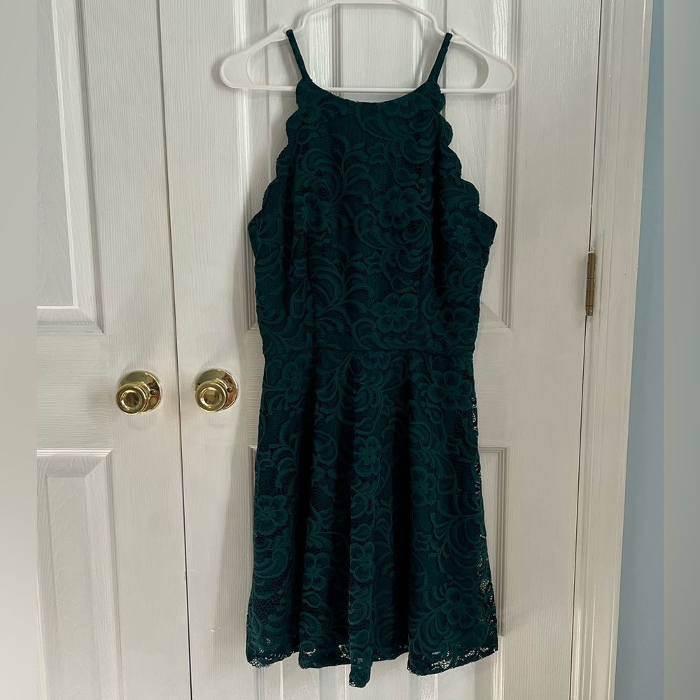 A. Byer‎ Juniors 7 Green Nylon Sleeveless Mini Dress